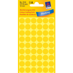 Avery Ronde etiketten diameter 12 mm, geel, 270 stuks