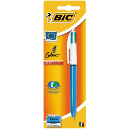 Bic 4 Colours Original 4-kleurenbalpen, medium, klassieke inktkleuren, lichaam blauw, op blister