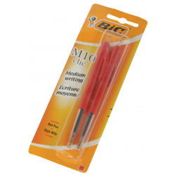 Bic balpen M10 Clic op blister, medium punt, rood