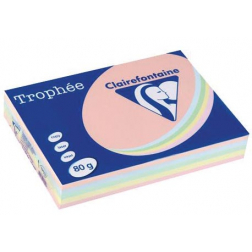 Clairefontaine Trophée gekleurd papier, A4, 80 g, 5 x 100 vel, geassorteerde kleuren