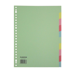Class'ex tabbladen 10 tabs, 23-gaatsperforatie, karton, geassorteerde kleuren