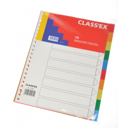 Class'ex tabbladen 10 tabs, met indexblad, 23-gaatsperforatie, PP, geassorteerde kleuren