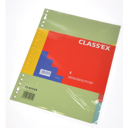 Class'ex tabbladen 5 tabs, 23-gaatsperforatie, karton, geassorteerde kleuren