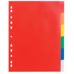 Class'ex tabbladen 6 tabs, 11-gaatsperforatie, PP, geassorteerde kleuren