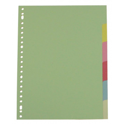 Class'ex tabbladen 6 tabs, 23-gaatsperforatie, karton, geassorteerde kleuren