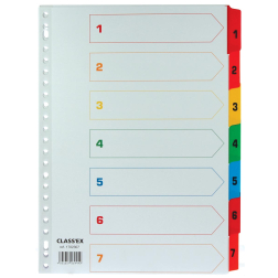 Class'ex tabbladen set 1-7, gekleurde tabs