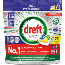 Dreft Platinum Lemon vaatwastabletten, pak van 75 capsules