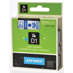 Dymo D1 tape 19 mm, blauw op wit