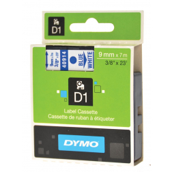 Dymo D1 tape 9 mm, blauw op wit