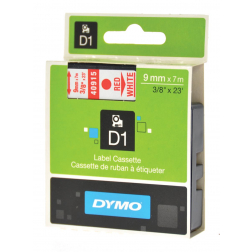 Dymo D1 tape 9 mm, rood op wit
