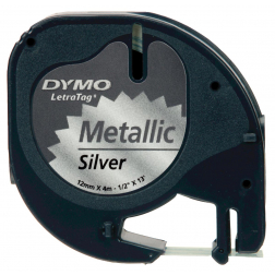 Dymo LetraTAG tape 12 mm, metallic zilver