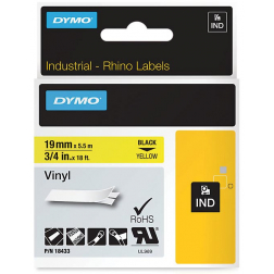 Dymo RHINO vinyltape 19 mm x 5,5 m, zwart op geel