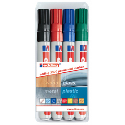 Edding permanent marker e-3300 blister van 4 stuks in geassorteerde kleuren