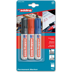 Edding permanente marker e-500 geassorteerde kleuren, blister van 3 stuks