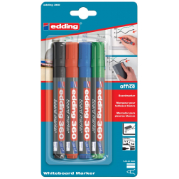 edding whiteboardmarker 360, blister met 4 stuks in geassorteerde kleuren