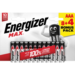 Energizer batterijen Max AAA/LR03/E92, blister van 8 + 4