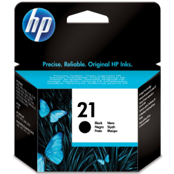 HP inktcartridge 21, 190 pagina's, OEM C9351AE#301, zwart, met beveiligingssysteem