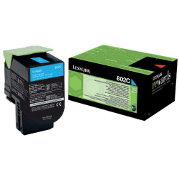 Lexmark Return Program toner 802, 1.000 pagina's, OEM 80C20C0, cyaan