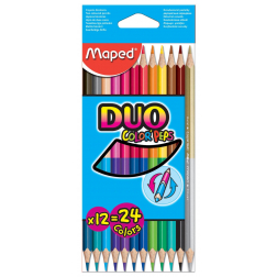 Maped driehoekig kleurpotlood Color'Peps Duo, 12 potloden in een kartonnen etui = 24 kleuren