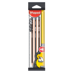 Maped potlood Black'Peps HB, blister van 3 stuks, zonder gum