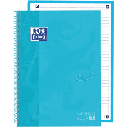 Oxford School Touch Europeanbook spiraalblok, ft A4+, 160 bladzijden, gelijnd, pastel blauw