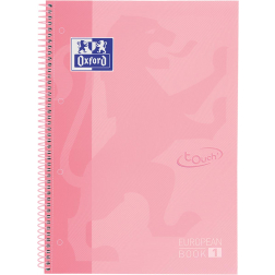 Oxford School Touch Europeanbook spiraalblok, ft A4+, 160 bladzijden, gelijnd, pastel roze