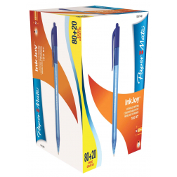 Paper Mate balpen InkJoy 100 RT, blauw, doos 80 + 20 gratis