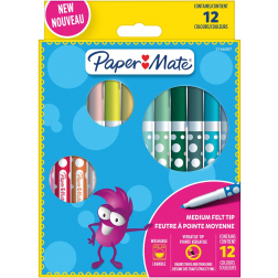 Paper Mate uitwasbare viltstift, blister van 12 stuks