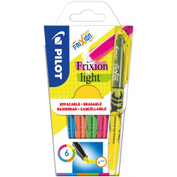 Pilot markeerstift Frixion Light, blister van 6 stuks in geassorteerde kleuren