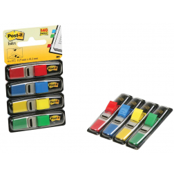 Post-it Index Smal, ft 11,9 x 43,2 mm, blister met 4 kleuren, 35 tabs per kleur, 4 + 2 blisters gratis