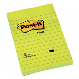 Post-it Notes, ft 102 x 152 mm, geel, gelijnd, blok van 100 vel