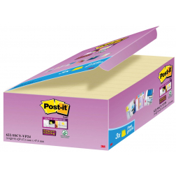 Post-it Super Sticky notes, 90 vel, ft 47,6 x 47,6 mm, geel, pak van 21 + 3 GRATIS