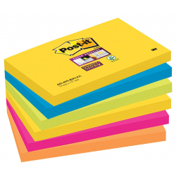 Post-it Super Sticky notes Carnival, 90 vel, ft 76 x 127 mm, pak van 6 blokken