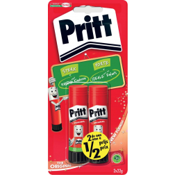 Pritt plakstift, 22 g, blister van 2 stuks, 2de aan halve prijs