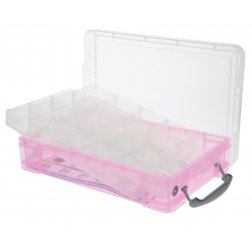 Really Useful Box 4 liter met 2 dividers, transparant roze