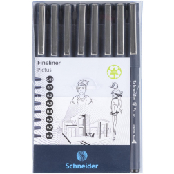 Schneider fineliner Pictus, etui van 8 stuks, zwart