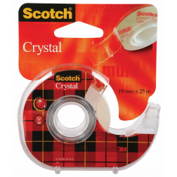 Scotch Plakband Crystal ft 19 mm x 25 m, blister met 1 afroller met 1 rolletje