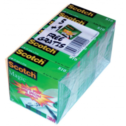 Scotch plakband Magic Tape ft 19 mm x 33 m, pak van 6 rollen