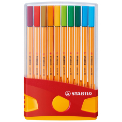 STABILO point 88 fineliner, Colorparade, rood-oranje doos, 20 stuks in geassorteerde kleuren