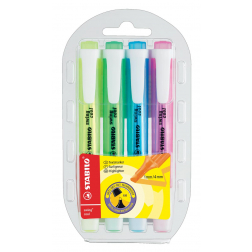 STABILO swing cool markeerstift, blister van 4 stuks in geassorteerde kleuren