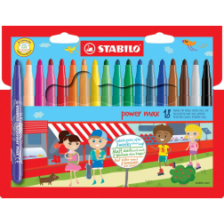 STABILO power max viltstift, etui van 18 stuks in geassorteerde kleuren