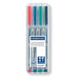 Staedtler Lumocolor 316, OHP-marker, non permanent, 0,6 mm, box van 4 stuks in geassorteerde kleuren