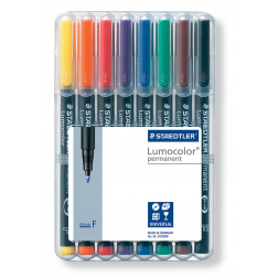 Staedtler Lumocoler 318, OHP-marker, permanent, 0,6 mm, etui van 8 stuks in geassorteerde kleuren