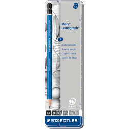 Staedtler Potlood Mars Lumograph 6 stuks: 8B-7B-6B-4B-2B-HB