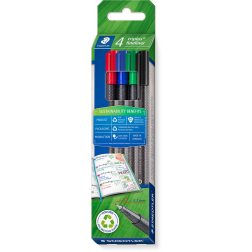 Staedtler Triplus fineliner eco, doosje van 4 stuks, assorti