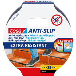 Tesa anti-slip tape, ft 5 m x 25 mm, zwart