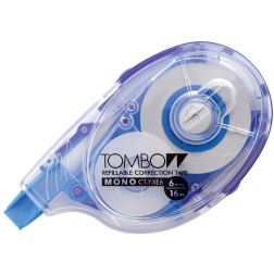 Tombow navulbare correctieroller Mono YXE, ft 6 mm x 16 m, blauw, blister met 1 stuk