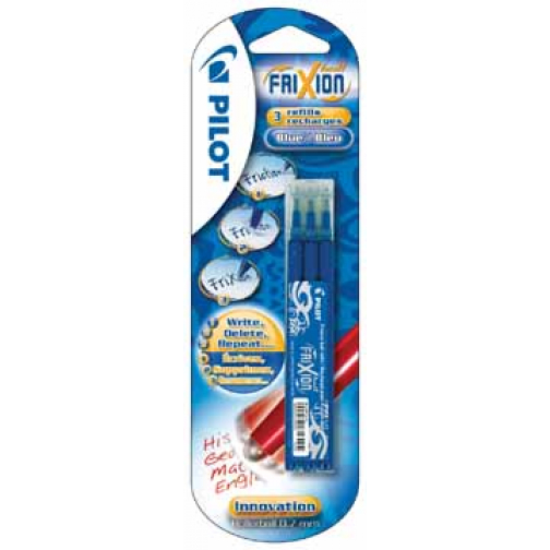 Pilot vulling Frixion Ball en Frixion Ball Clicker, blister van 3 stuks, blauw