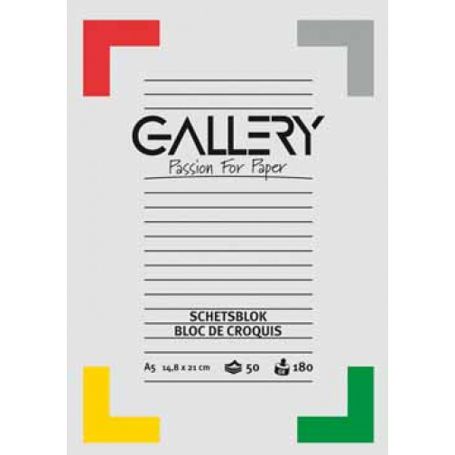 Gallery schetsblok, ft 14,8 x 21 cm (A5), 180 g/m², blok van 50 vel