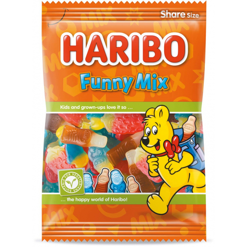 Haribo snoep funny-mix, zak van 185 g